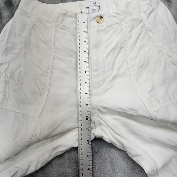 H by Halston Pants Womens S White Linen Viscose High Rise Ankle Pockets Coastal - Picture 10 of 13